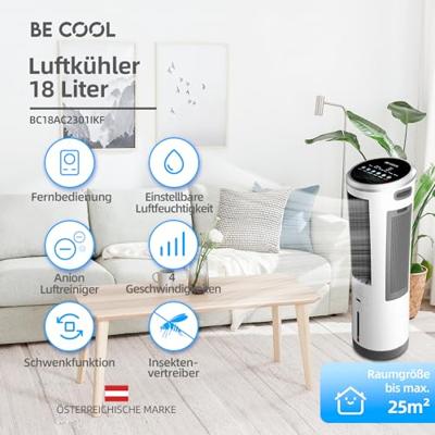 Be Cool Luchtkoeler 110 W (Ø x h) 34 cm x 110 cm Wit Met afstandsbediening, LED-indicatie