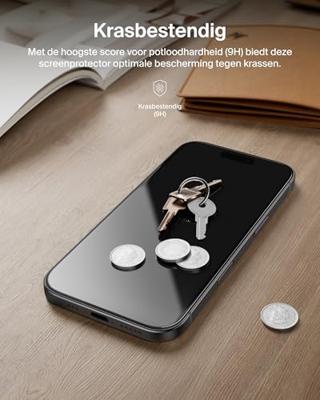Belkin ScreenForce InvisiGlass Privacy Screenprotector iPhone Air, Krasbestendig, Stoot- en Valbescherming, met Easy Align-Frame voor Bevestiging Zonder Luchtbellen, 9H Gehard Gerecycled Glas