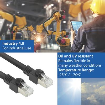 ACT Zwart 15 meter S/FTP CAT7 PUR flex patchkabel snagless met RJ45 connectoren (CAT6A compliant)