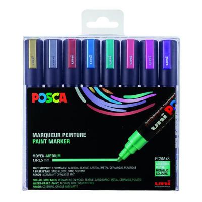 Paintmarker uni posca pc5m m 8st metallic kleuren