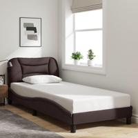 Bedframe zonder matras 90x200 cm stof donkerbruin - thumbnail