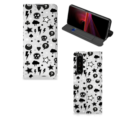 Mobiel BookCase Sony Xperia 1 III Silver Punk Mobiel BookCase Sony Xperia 1 III Silver Punk