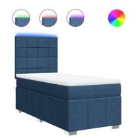 Boxspring met matras stof blauw 90x200 cm - thumbnail