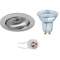 GU10 Inbouwspot Set - Mat Zilver - Inbouw Rond - Dimbaar - Kantelbaar - LEDVANCE Parathom PAR16 940 36D - Pragmi Delton Pro - 3.4W - Natuurlijk Wit 4000K - Ø82mm - thumbnail