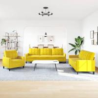 3-delige Loungeset met kussens fluweel geel - thumbnail