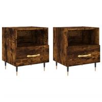 Nachtkastjes 2 st 40x35x47,5 cm bewerkt hout gerookt eikenkleur - thumbnail