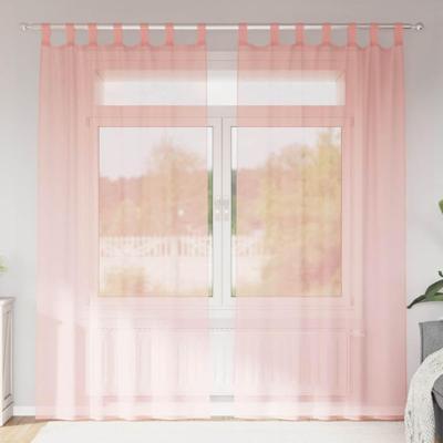 Gordijnen voile met lussen 2 st 140x225 cm roze