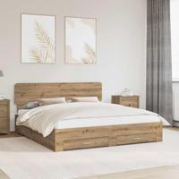 Bedframe met hoofdeinde Artisan Eiken 180 x 200 cm Bewerkt hout - thumbnail