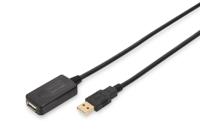 Digitus USB-kabel USB 2.0 5.00 m Actief met signaalversterking USB-A stekker, USB-A bus Zwart DA-70130-4 - thumbnail
