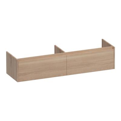 Brauer Embrace - Onderkast - 160 cm - met 2 Softclose Lades Greeploos en 2 Sifon Uitsparingen - Lamellen Eiken Naturel