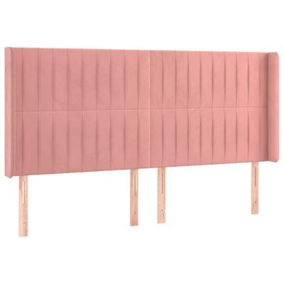 Hoofdbord met randen 163x16x118/128 cm fluweel roze