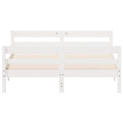 Bedframe met hoofdbord massief grenenhout wit 120x200 cm - thumbnail
