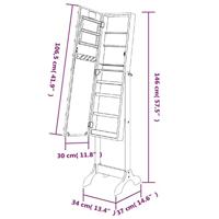 VidaXL Spiegel vrijstaand met led&apos;s 34x37x146 cm wit - thumbnail