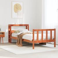 Bedframe met hoofdbord massief grenenhout wasbruin 150x200 cm - thumbnail