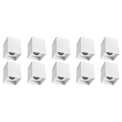 Kantelbare Vierkante Opbouwspot 10-Pack - GU10 Fitting - Mat Wit Aluminium
