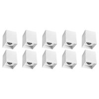 Kantelbare Vierkante Opbouwspot 10-Pack - GU10 Fitting - Mat Wit Aluminium - thumbnail