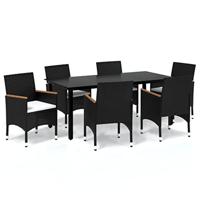 7-delige Tuinset met kussens poly rattan zwart - thumbnail
