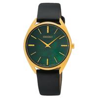 Seiko SWR080P1 Horloge staal-leder goudkleurig-zwart 32 mm - thumbnail