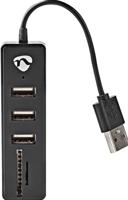 NEDIS 3-poorts USB 2.0 Hub met SD & Micro SD-kaartlezer, zwart - thumbnail
