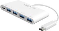 Macally UC3HUB4C 3.1 USB-C naar 4-poorts USB-A hub met 1 USB-C laadpoort - thumbnail