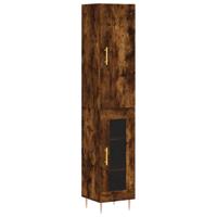 Hoge kast 34,5x34x180 cm bewerkt hout gerookt eikenkleurig - thumbnail