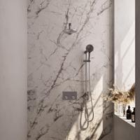 Brauer Brushed Carving Thermostatische Regendoucheset Inbouw - Hoofddouche 20 cm - Rechte Wandarm - Met Drukknoppen - Handdouche 3 Standen - Doucheslang - Geintegreerde Glijstang - Rvs - thumbnail