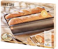 Geperforeerde bakplaat - BIRKMANN - EASY BAKING - Koolstofstaal - Antiaanbaklaag - Voor 3 stokbroden - 39,5 x 29,5 x 4,5 cm - thumbnail