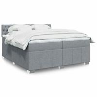 Boxspring met matras stof lichtgrijs 90x190 cm - thumbnail