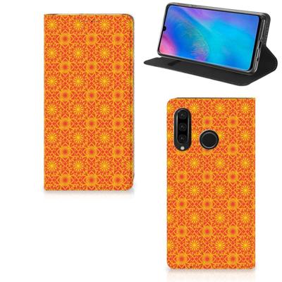 Huawei P30 Lite New Edition | Hoesje met Magneet | Batik Oranje Huawei P30 Lite New Edition | Hoesje met Magneet | Batik Oranje