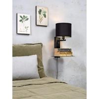 its about RoMi Wandlamp 'Florence' Met plank en USB, kleur Zwart - thumbnail