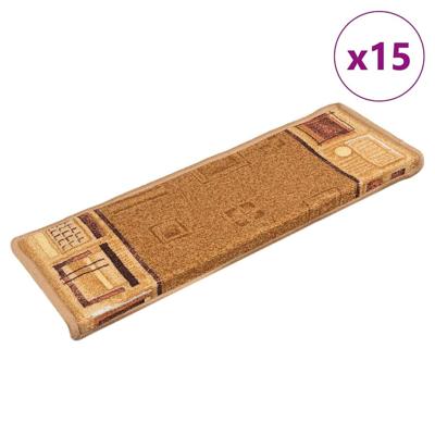 VidaXL Trapmatten zelfklevend 15 st 65x21x4 cm beige VidaXL Trapmatten zelfklevend 15 st 65x21x4 cm beige