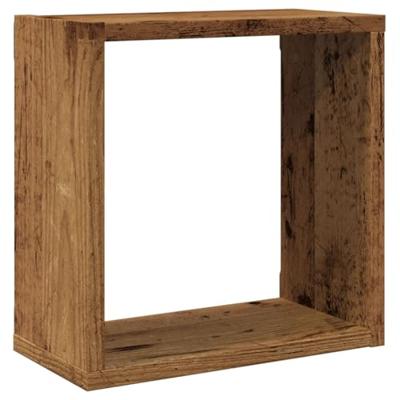 Wandschappen kubus 6 st 30x15x30cm bewerkt hout oud houtkleurig Wandschappen kubus 6 st 30x15x30cm bewerkt hout oud houtkleurig