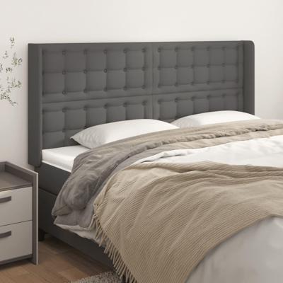 Hoofdbord met randen 163x16x118/128 cm kunstleer grijs