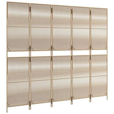 Kamerscherm 5 panelen poly rattan beige