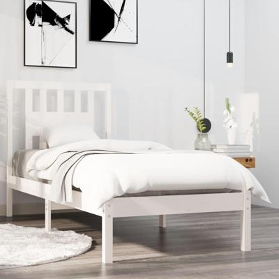Bedframe massief hout wit 90x190 cm