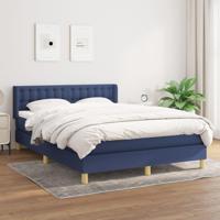 Boxspring met matras stof blauw 140x190 cm - thumbnail