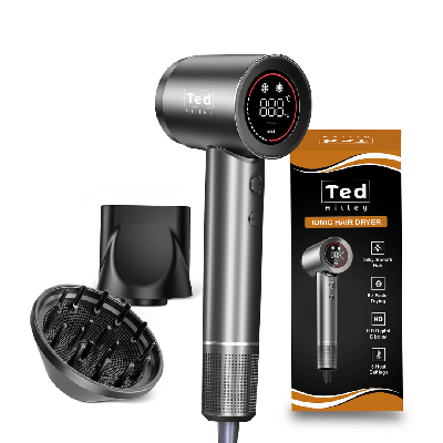 Ted Hilley Pro Ionic Föhn met diffuser Platinum Silver