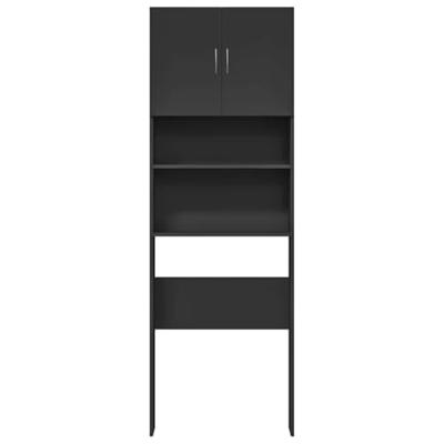 Wasmachinekast 64x24x190 cm bewerkt hout zwart Wasmachinekast 64x24x190 cm bewerkt hout zwart