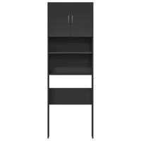 Wasmachinekast 64x24x190 cm bewerkt hout zwart - thumbnail