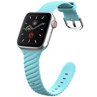 By Qubix - Siliconen 'Twist' bandje - Lichtblauw - Compatible met Apple Watch 44mm / 45mm / 46mm / 49mm - Compatible Apple watch bandjes - thumbnail