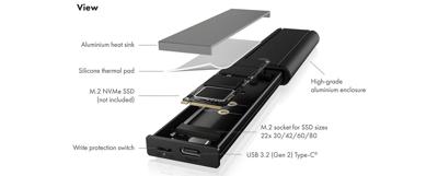 ICY BOX IB-1807MT-C31 behuizing voor opslagstations SDD-behuizing Zwart M.2 ICY BOX IB-1807MT-C31 behuizing voor opslagstations SDD-behuizing Zwart M.2