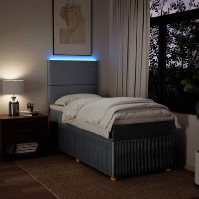Boxspring met matras stof lichtgrijs 90x190 cm - thumbnail