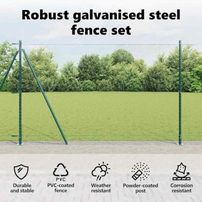 VidaXL Afrasteringspaal groen 10 x 1,6 m (36 mm gaas) staal en pvc VidaXL Afrasteringspaal groen 10 x 1,6 m (36 mm gaas) staal en pvc