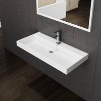 Wastafel Sanilux 60 cm Solid Surface Met 1 Kraangat Wit - thumbnail
