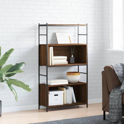 Boekenkast 80x30x145,5 cm bewerkt hout en ijzer bruineikenkleur