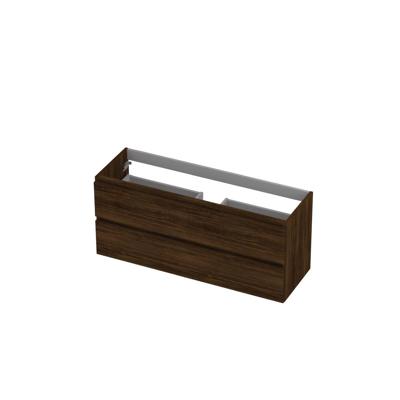 INK - Onderkast 2 Laden Greeploos met Houten Keerlijst - 1200x400x520 Mm - Koper Eiken