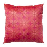Kussen velvet bloem - rood/roze - 45x45 cm - thumbnail