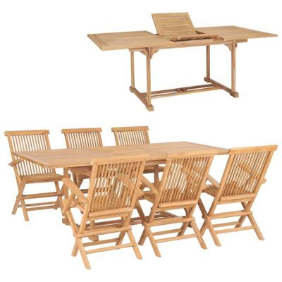 7-delige Tuinset 150-200x100x75 cm massief teakhout