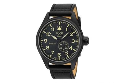 Gevril GV2 Men's Aeuronautica Black Dial Black Calfskin Leather Watch 18005 Heren Horloge