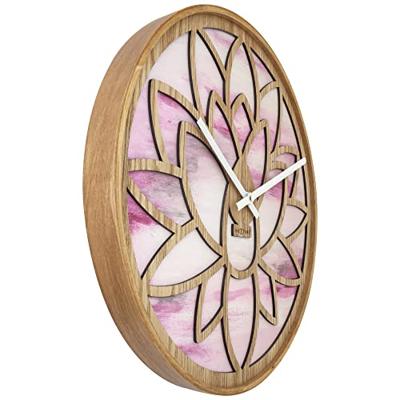 Wandklok 40 cm - Stil - Roze - Hout - "Lotus"